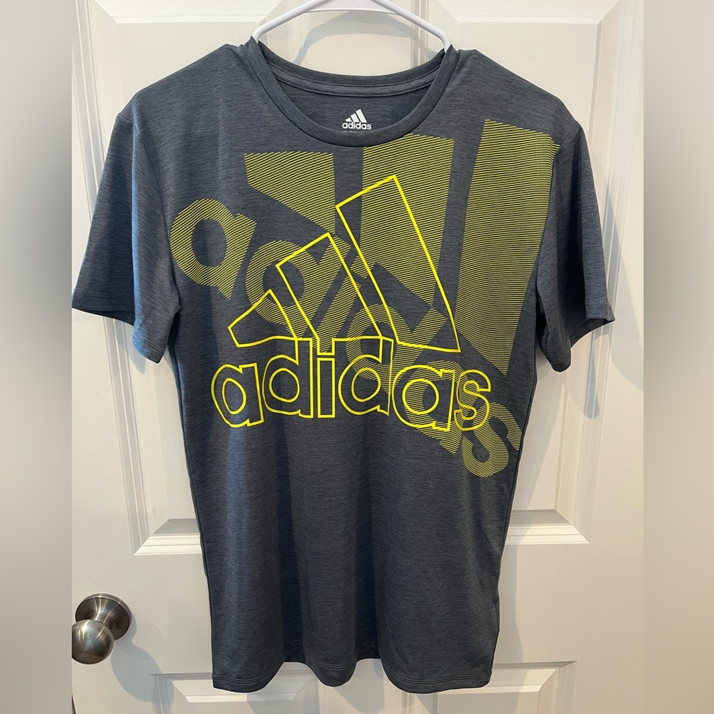 YL Grey/Lime Green Adidas Tshirt